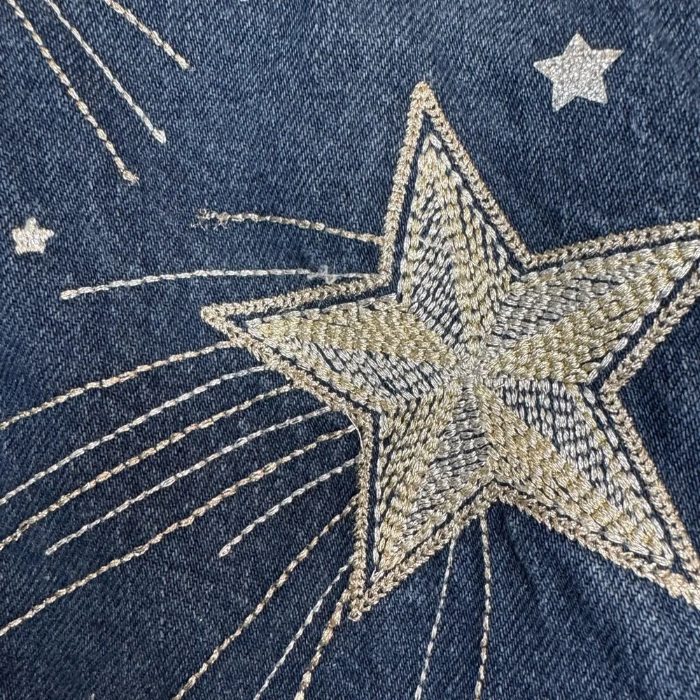 GAP Kids Star‎ Denim Jacket XS 4-5 Shooting Star Peace Sign Dark Indigo